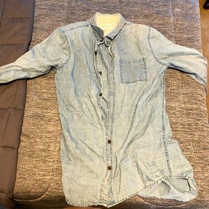 Faux Denim Mens Button-Up